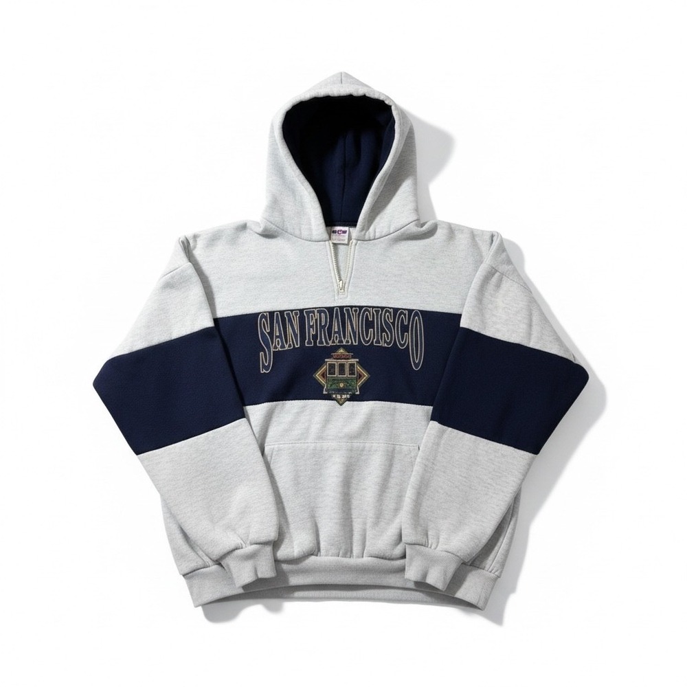 Vintage 90s San Francisco‎ Cable Car Quarter Zip Medium Sweatshirt Sweater
